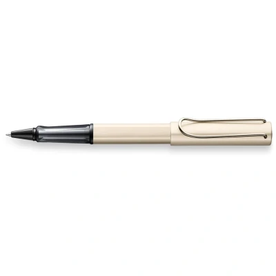 Abbildung von LAMY Lx Tintenroller 358 Rollpen aus Aluminium, edel eloxiert in der Farbe Palladium Mit transparentem Griffstück und verchromtem Metallclip Mine M 63 schwarz Strichbreite