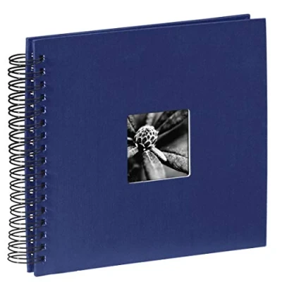 Abbildung von Hama Fotoalbum 28x24 cm (Spiral Album mit 50 schwarzen Seiten, Fotobuch Pergamin Trennblättern, zum Einkleben und Selbstgestalten) blau
