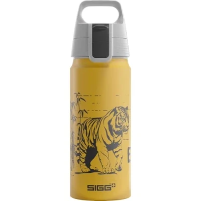 Abbildung von SIGG Alu Trinkflasche Kinder WMB ONE Brave Tiger Für Kohlensäurehaltige Getränke Geeignet Auslaufsicher Federleicht BPA frei ClimatePartner Zertifiziert Sport &amp; Schule Gelb 0,6L