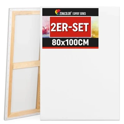 Abbildung von Zenacolor Leinwand Zum Bemalen 80x100 Set aus 2 Canvas Geeignet für alle Arten von Farben auf Leinwänden