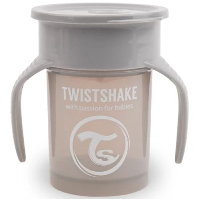 Abbildung von Twistshake 360 ​​Tasse Baby Schnabeltasse mit Trinkrand 230 ml Lernbecher für Kinder Henkeln Auslaufsicherer Trinkbecher Kleinkinder BPA frei 6+ Monate Grau