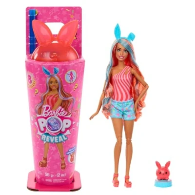 Abbildung von Barbie Pop Reveal Set aus Puppe und Accessoires, Shakes Serie, duftende süße Kätzchen Modepuppe &amp; Haustier, mit 8 Überraschungen inklusive Farbwechsel, JCN87