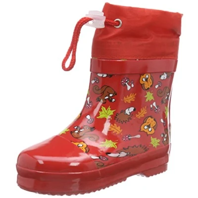 Abbildung von Playshoes Unisex Kinder Gummistiefel Halbschaft Gefüttert Regenstiefel, Rot Waldtiere, 21 EU