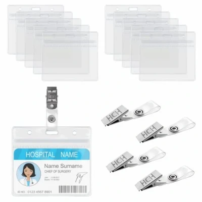 Abbildung von DERAYEE 20 Set Ausweis Kartenhalter mit Clips, Transparent Ausweishalter,Kartenhülle für Namensschilder