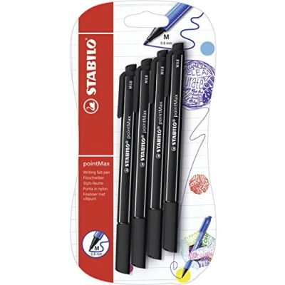 Abbildung von Filzschreiber STABILO pointMax 4er Pack schwarz