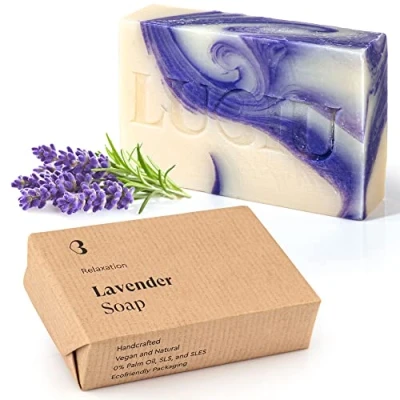 Abbildung von lubiu Lavendelseife Stück 100g Bio Seife Lavendel Handgemachte Duschseife Ohne Palmöl und Handseife Fest Natur Natural Soap