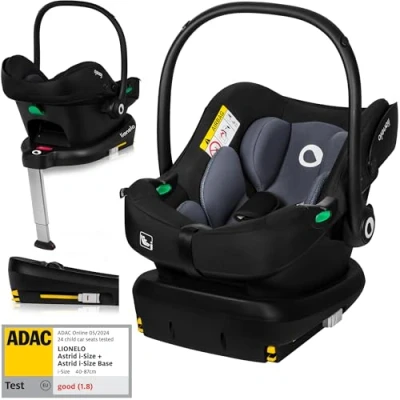 Abbildung von LIONELO ASTRID i Size SET Kindersitz mit Basis 40 87 cm Babyschale ISOFIX Montage, 3 Punkt Gurte Seitenschutz, Dri Seat Einlage, R129