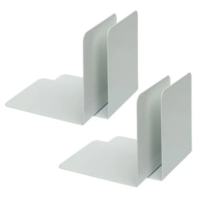 Abbildung von Alco Albert 4302 10 4 Buchstützen aus Metall, Stück, weiß, 14 x 12,5 cm, für Schule, Büro und Zuhause