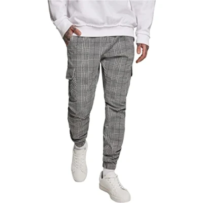 Abbildung von Urban Classics Glencheck Cargohose, Herren, Größe: XXL, White/black