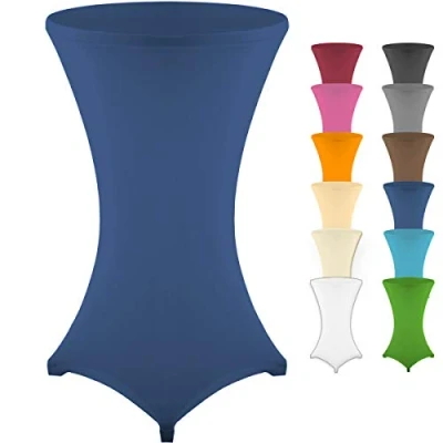 Abbildung von Gräfenstayn® Stretch Stehtischhusse Diana mit Öko Tex Siegel, Verstärkung im Fußbereich, 40C Maschinenwäsche in vielen Farben und Größen Ø60 65cm / Ø70 75cm Ø80 85cm (Blau, 65cm)