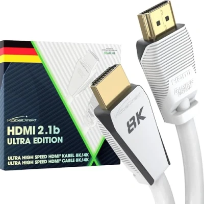 Abbildung von KabelDirekt 10K &amp; 8K HDMI Kabel, 2.1b, zertifizierte Ultra Edition für maximale Performance 3 m (48G, High Speed 2.1, 8K@60Hz/4K@144Hz, Gaming PC/PS5/Xbox, zertifiziert, weiß)