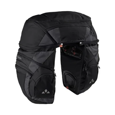 Abbildung von VAUDE Fahrradtasche für Gepäckträger Karakorum Pro 68L Schwarz, stylische Gepäckträgertasche, 100% wasserabweisend, Gepäckträgertasche hinten, einfache Befestigung