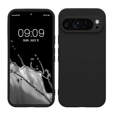 Abbildung von kwmobile Handyhülle kompatibel mit Google Pixel 9 Pro Hülle Handy Case aus weichem Silikon in Schwarz matt