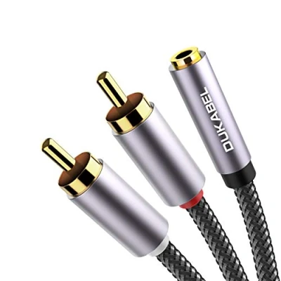 Abbildung von DuKabel Cinch Klinke Adapter 3,5mm Buchse zu 2 X Chinch Stecker Stereo Audio Y Rot Weiß Kabel mit 99.99% 4N OFC und 3 Abschirmung Top Series (30cm)