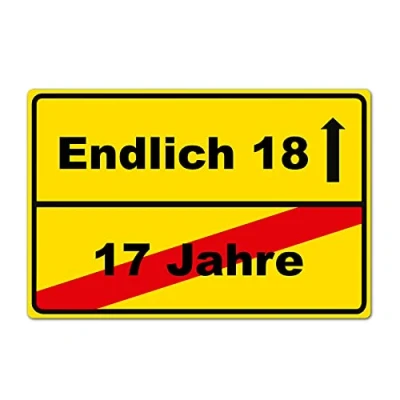 Abbildung von Endlich 18 Jahre Schild Geburtstagsgeschenk 20 x 30 cm aus stabiler PVC Hartschaumplatte 3mm mit UV Schutz von STROBO