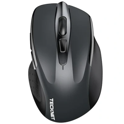 Abbildung von TECKNET Bluetooth Maus, 4800 DPI Kabellos Ergonomische Maus (Tri Modi: BT 5.0/3.0+2.4G), 30 Monate Batterielaufzeit, Leise Funkmaus für Laptop PC Computer, Windows, Mac OS, Android