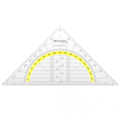 Abbildung von Westcott E 10132 00 Geometriedreieck Kunststoff bruchsicher, 14 cm, transparent