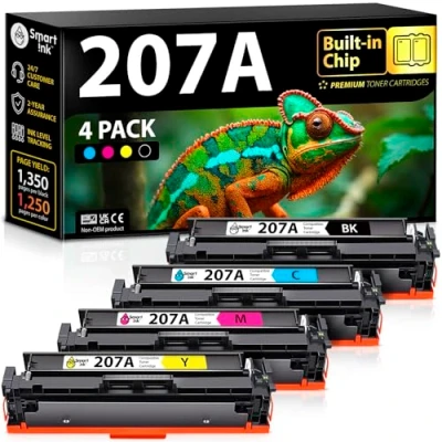 Abbildung von Smart Ink Kompatibel Toner Mit Chip für HP 207A 207X (Schwarz Cyan Magenta Gelb) als Ersatz Color Laserjet Pro MFP M282nw M283cdw M283fdn M283fdw M255dw M255nw