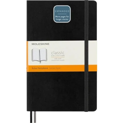 Abbildung von Moleskine Klassisches erweitertes liniertes Notizbuch Weicher Umschlag und elastischer Verschluss Farbe Schwarz Größe Groß 13 x 21 A5 400 Seiten