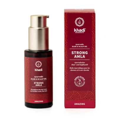 Abbildung von khadi STRONG AMLA Haaröl, Fördert Haarwachstum, beugt Haarausfall &amp; grauem Haar vor, stärkt Haarwurzeln, 100% natürlich, pflanzlich, vegan silikonfrei, Ayurvedische Haarpflege, Naturkosmetik 50ml