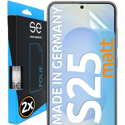 Abbildung von 2x se® 3D SCHUTZFOLIE Entspiegelt für Samsung Galaxy S25, Anti Glare, 100% Fingerabdruck &amp; FaceID kompatibel, einfache blasenfreie Installation, Matt, Stoß Kratzfest TPU Material, aus Deutschland