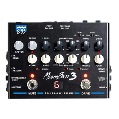 Abbildung von EBS Micro Bass 3 Professional Outboard Preamp 2 Kanal Vorverstärker Dual Balanced XLR Out Schwarz Double Amplifier Instrument Zubehör