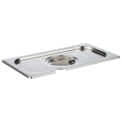 Abbildung von APS 81391 GN 1/3 Deckel mit Löffelaussparung, rostfreier Edelstahl, Abmessungen 175 x 325 mm/Höhe 30 mm