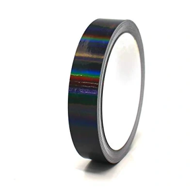 Abbildung von (0,89/m) 10 Meter Hologramm Zierstreifen Basteln Möbel Auto Motorrad Modellbau Deko Dekorstreifen Klebestreifen selbstklebend DIY (Hologramm Schwarz, 20mm Breite)