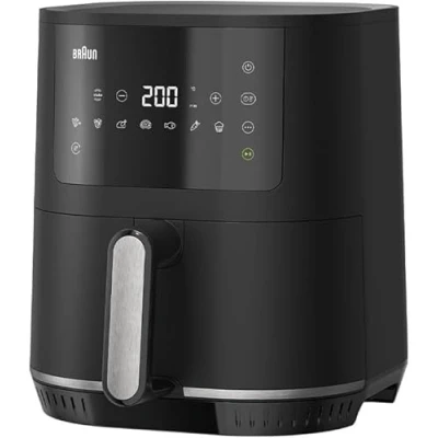 Abbildung von Braun Heißluftfritteuse MultiFry 3 HF 3030, 4,3 L, 1500W, digitale Temperaturregelung, 80 200C, Timer, 8 Programme, Touch Control, Antihaftbeschichtung, Garkorb &amp; Rost spülmaschinenfest, Schwarz