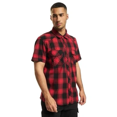 Abbildung von Brandit Checkshirthalfsleeve Hemd, Herren, Größe: 7XL, Redblackwhite