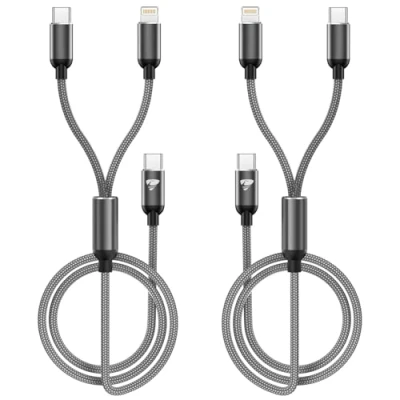 Abbildung von USB C auf Multi Kabel，[2Stück 1.2M ] iPhone Ladekabel MFi Zertifiziert Lightning Kabel für 14 13 12 11, Schnellladekabel 15 Pro Samsung S24 S23 S22