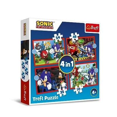 Abbildung von Trefl 34625 Sonic The Hedgehog, Abenteuer von Puzzle 4in1, 4 Spiele Kinderpuzzle, Mehrfarbig