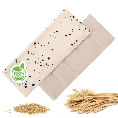Abbildung von Blumtal XXL Körnerkissen 50x20cm Alternative zum Kirschkernkissen für Nacken und Schulter, die Mikrowelle, Bezug aus 100% Baumwolle, abnehmbar waschbar, Wärmekissen Weizenkörnern
