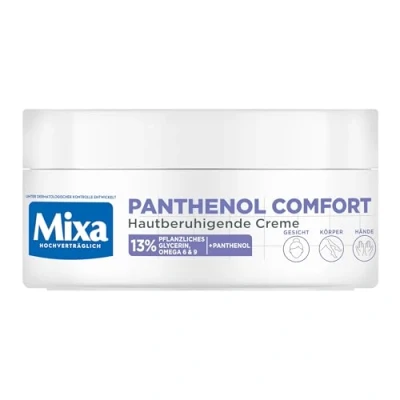 Abbildung von Mixa Hautberuhigende Creme für Gesicht, Körper und Hände, Bei trockener, zu Neurodermitis neigender Haut, Wundheilcreme gegen Rötungen Juckreiz, Panthenol Comfort, 150 ml