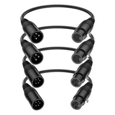 Abbildung von J&amp;D XLR Kabel, Stecker 3 Polig auf Buchse 5 &amp; Poliges Audiokabel, 4er Pack DMX Beleuchtungskabel, 30 cm
