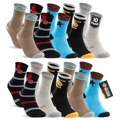 Abbildung von 10 Paar Kinder Socken Jungen &amp; Mädchen Baumwolle Kindersocken 54333 (31 34)