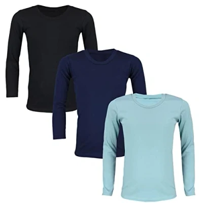 Abbildung von TupTam Langarmshirt Kinder 3er Pack Unterhemden Jungen &amp; Mädchen, 100% Baumwolle, Unisex, Farbe: Farbenmix 2, Größe: 140