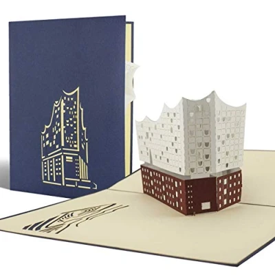 Abbildung von Diese Klappkarten Elbphilharmonie, Pop Up Karten, Gutschein, Perfekte Verpackung als Geschenk, Reisegutschein, Souvenir, Reise nach Hamburg A06
