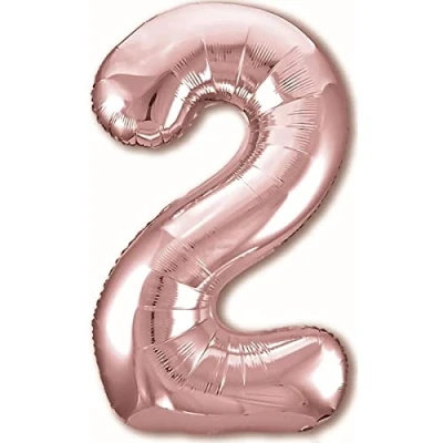 Abbildung von Luftballon 2. Geburtstag Zahl 2 Rosegold XXL Riesen Folienballon 100cm Geburtstagsdeko Mädchen Ballon Deko zum Geburtstag. Fliegt mit Helium.