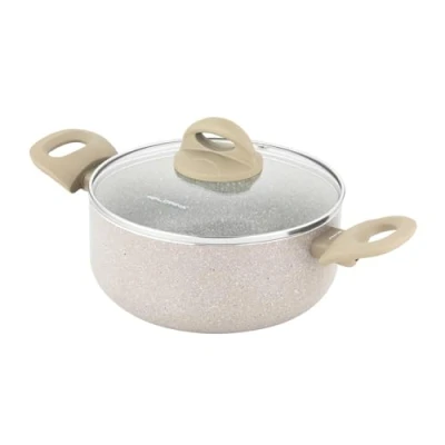 Abbildung von FLORINA Aluminiumtopf ISLA 2,4L I 20 cm Aluminium Kochtopf mit Antihaftbeschichtung Schnelles und gleichmäßiges Erhitzen Soft Touch Griffe Ästhetisches Design, Grau