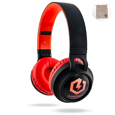 Abbildung von PowerLocus Kinderkopfhörer Bluetooth, Kinder Kopfhörer Over Ear mit 85db Lautstärkebegrenzung LED licht Faltbare HD Stereo Kabellose und Kabel, eingebautes Mikrofon für Handy, Tablet,PC,TV
