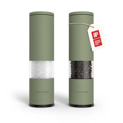 Abbildung von LARS NYSØM Salz und Pfeffer Mühle 2er Set Manuell mit einstellbarem Keramik Mahlwerk von grob bis fein I Design Gewürzmühlenset (2 Stück) (Sage Green)