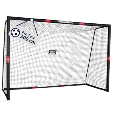 Abbildung von Hudora Fussballtor Pro Tect 300 (schwarz/rot, 300cm x 120cm 200cm, 15kg)