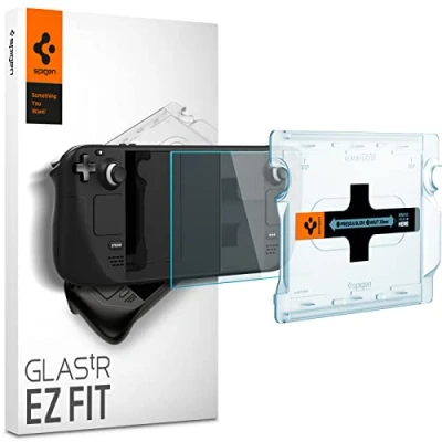 Abbildung von Spigen Glas.tR EZ Fit Schutzfolie kompatibel mit Steam Deck OLED (2023), LCD (2022), Kratzfest, Kristallklar, 9H Härte Folie