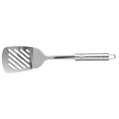 Abbildung von Fackelmann Schlitzwender 33 cm OVALGRIFF, praktischer Pfannenwender aus Edelstahl mit ergonomischem Griff, Küchenhelfer zum Kochen (Farbe: Silber), Menge: 1 Stück