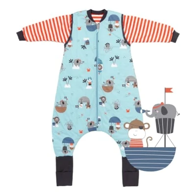 Abbildung von Schlummersack Baby Schlafsack Mit Füßen Ganzjährig 2.5 Tog 70 cm Pirat Beinen Und Verlängerten Bündchen Für Körpergröße 80cm Ganzjahres Ärmel