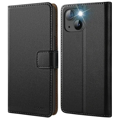 Abbildung von HOOMIL MagFlip Handyhülle für iPhone 13 Mini Hülle, [Erstklassige Verarbeitung] Premium Leder Klappbar Case Schutzhülle Kompatibel mit Tasche Schwarz