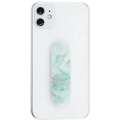 Abbildung von MOMOSTiCK Das Original! Smartphone Fingerhalter Handy Fingerhalterung Halter Ständer Griff Halterung Ring (Marmor Serie Türkis)
