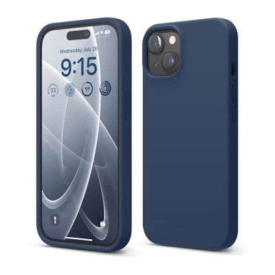 Abbildung von elago Flüssig Silikon Case Kompatibel mit iPhone 15 Hülle, Premium Handyhülle, Ganzkörper Schutzhülle [4 Lagige Stoßfeste Struktur], Kratzfestes Weiches Mikrofaserfutter (Dunkelblau)