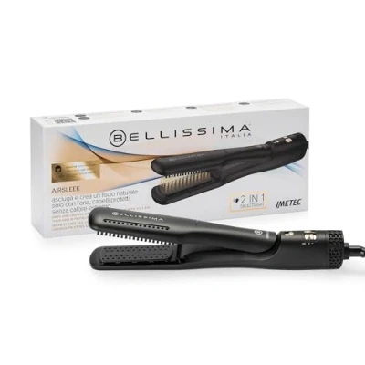 Abbildung von Bellissima AirSleek 2 in 1 Glätteisen, trocknet und schafft eine natürliche Glätte mit der Luft, geschütztes Haar ohne extreme Hitze, Ionisator, Keramikbeschichtung Keratin, Temperaturen